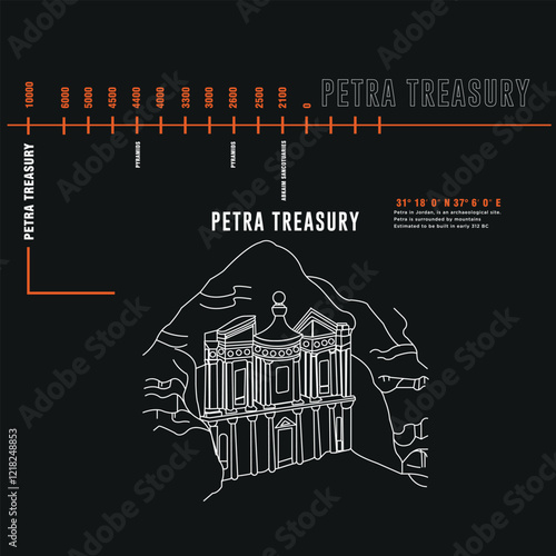 Vector Design History of Petra Treasury building