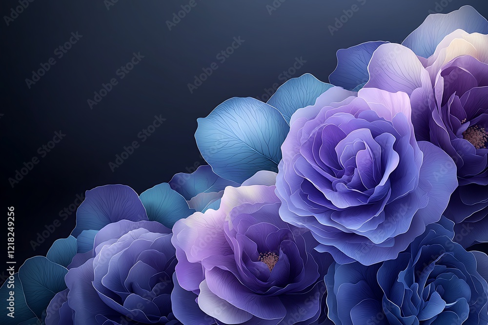 Floral artistry in dark settings aesthetic view of nature's vibrant blooms Floral artistry in dark settings aesthetic view of nature's vibrant blooms