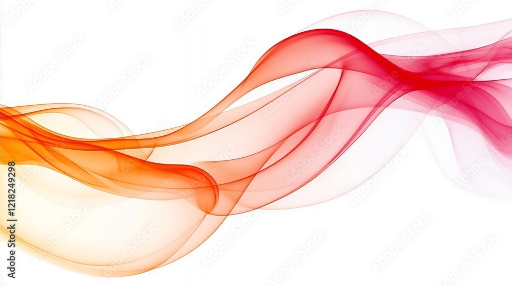 Naklejka premium Abstract Red Orange Flowing Smoke Wave Art Print