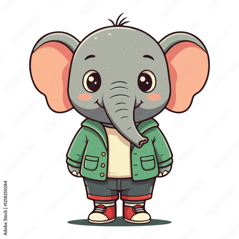 Fototapeta premium Cute Elephant Cartoon Vector Icon Illustration Animal Sport Icon Isolated Flat vector illustration