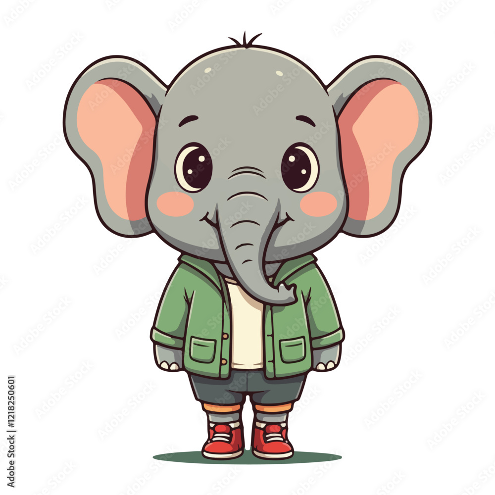 Fototapeta premium Cute Elephant Cartoon Vector Icon Illustration Animal Sport Icon Isolated Flat vector illustration