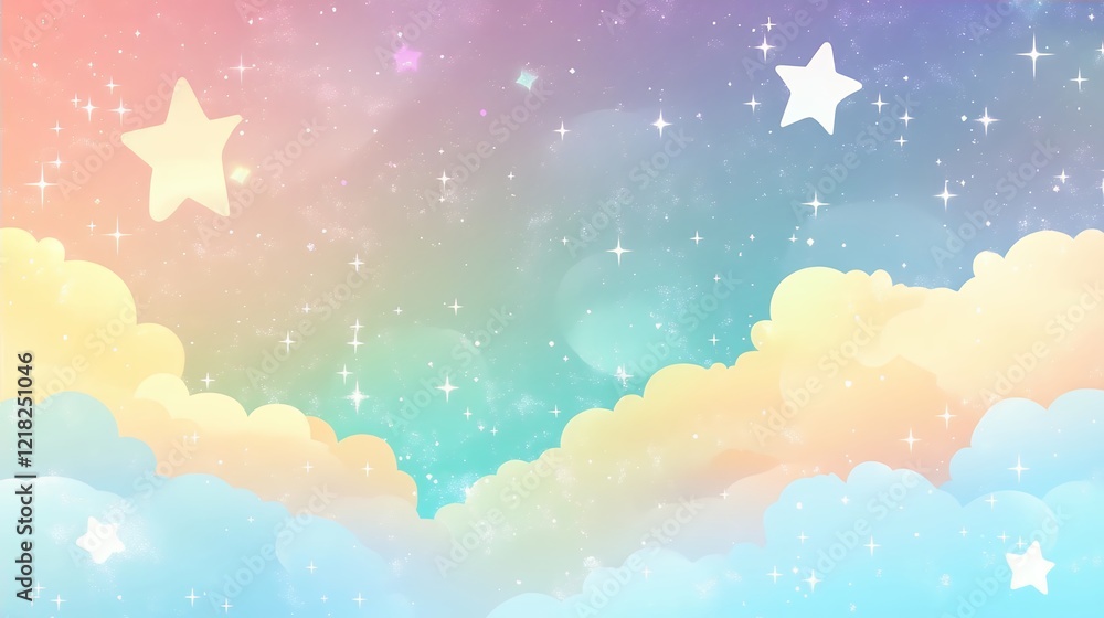 Pastel Rainbow Sky Clouds Stars Background Image Pastel Rainbow Sky Clouds Stars Background Image
