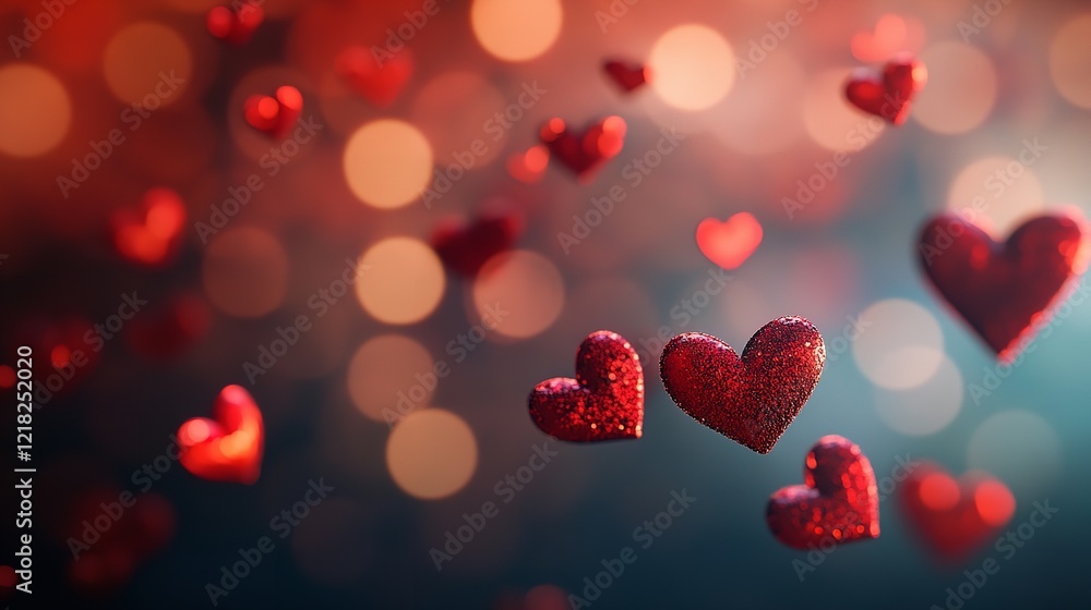 Romantic Valentine background with hearts falling in gradient Romantic Valentine background with hearts falling in gradient