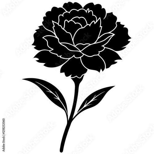 Silhouette of a carnation flower with layered petals