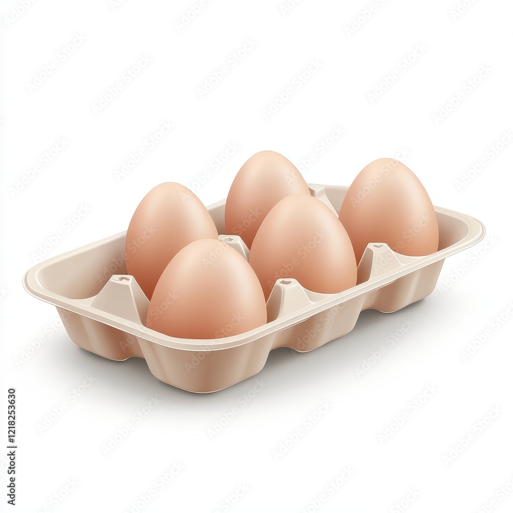 Four Brown Eggs in a Cardboard Carton. Four Brown Eggs in a Cardboard Carton.