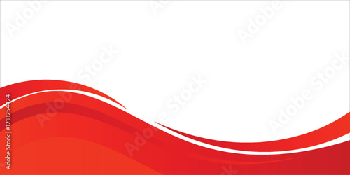 Vector red line background curve element with white space for text and message design, overlapping layers modern art