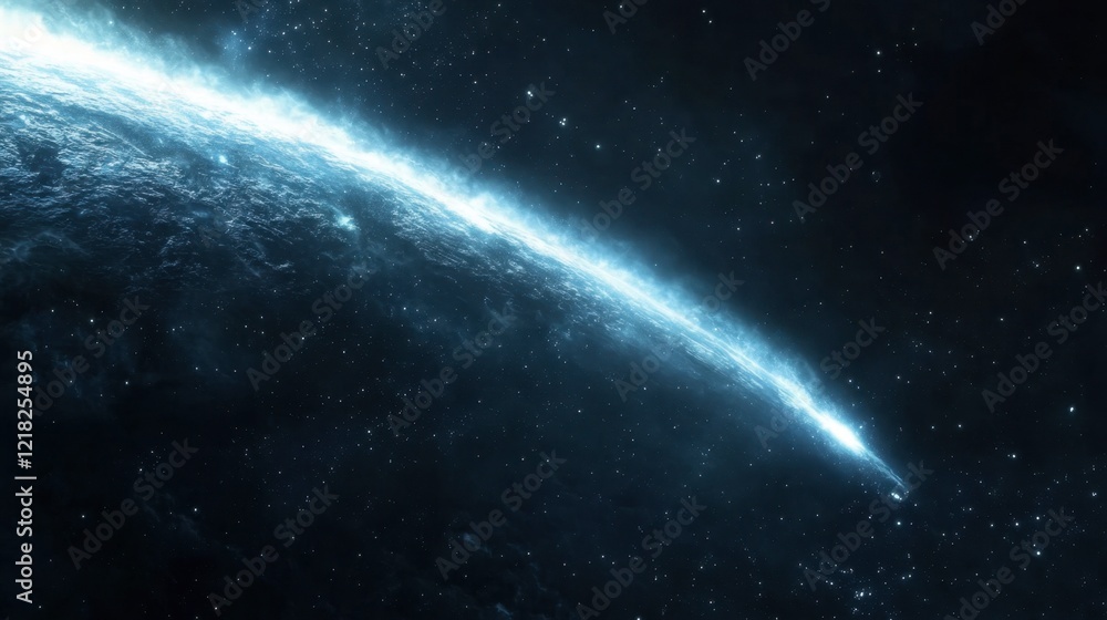 Naklejka premium Stunning View of a Cosmic Comet Gliding Through the Starry Space