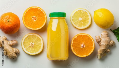 Wallpaper Mural Citrus and ginger juice bottle. Healthy lifestyle concept. Torontodigital.ca
