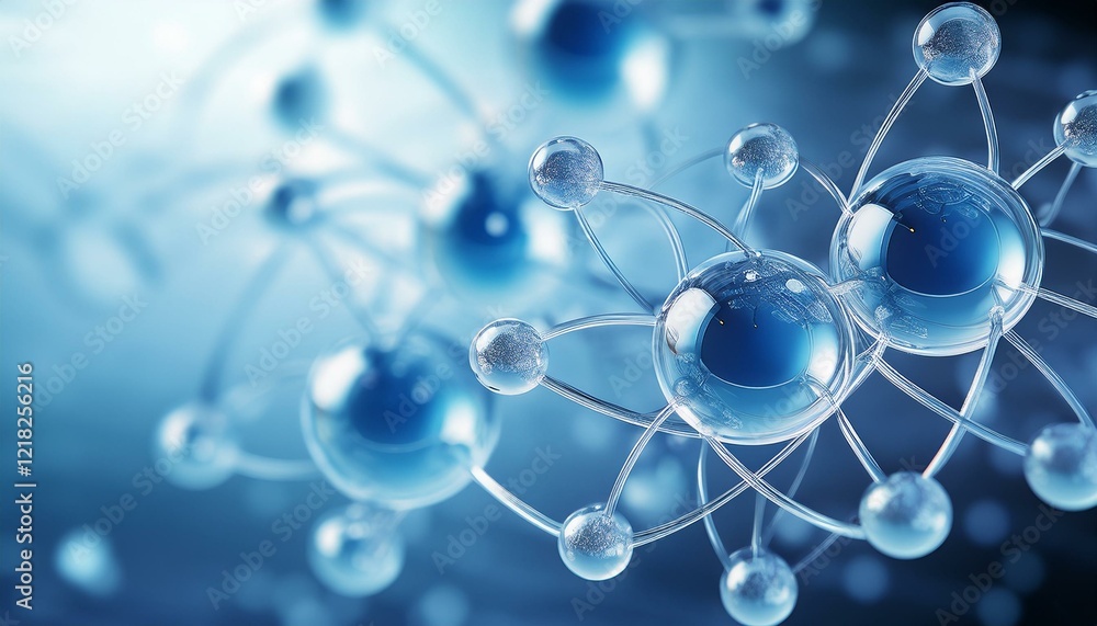 Abstract image of molecules in shades of blue. Abstract image of molecules in shades of blue.