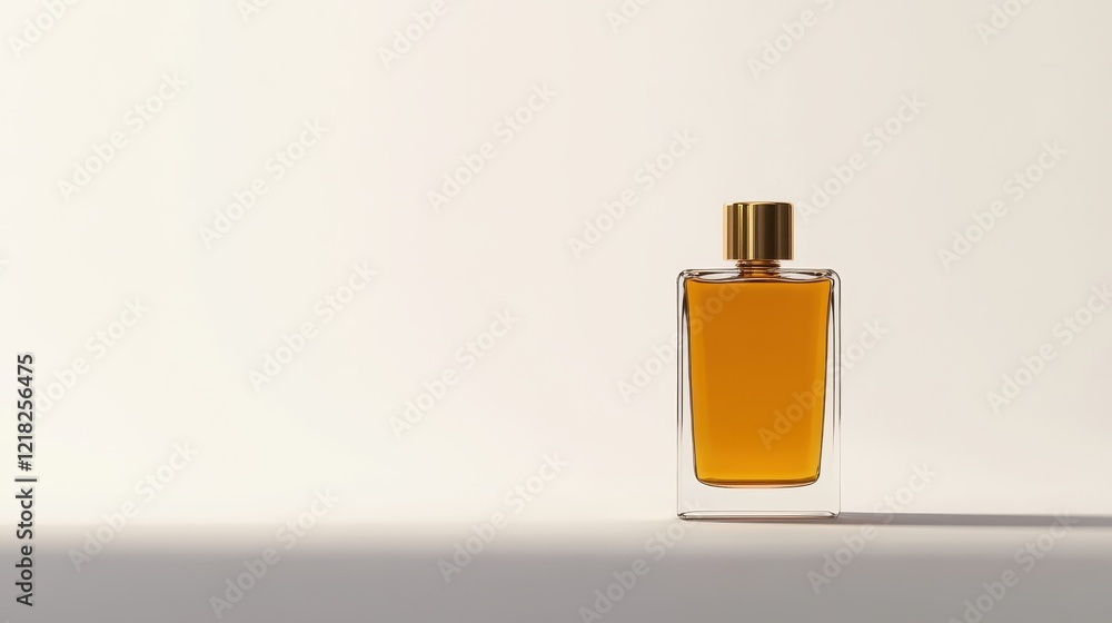 Elegant Amber Perfume Bottle on Minimalistic Background, Perfect for Beauty Product Advertisements and Still Life Photography Elegant Amber Perfume Bottle on Minimalistic Background, Perfect for Beauty Product Advertisements and Still Life Photography