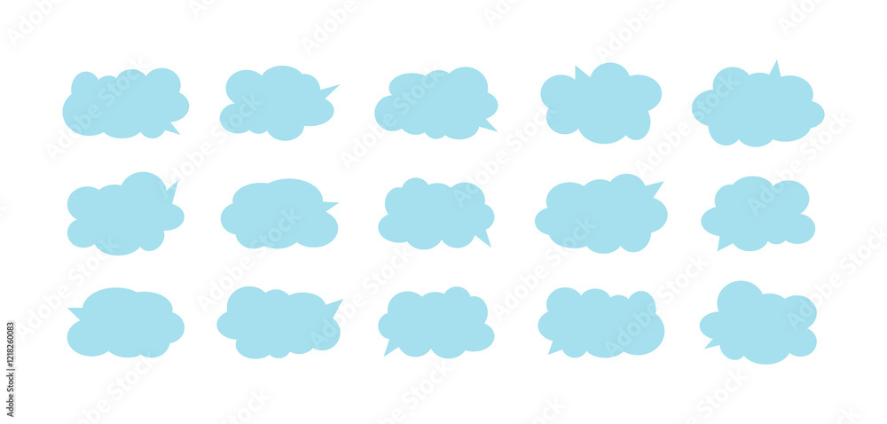Abstract blue clouds speech bubble templates for design. Vector illustration isolated on white background Abstract blue clouds speech bubble templates for design. Vector illustration isolated on white background