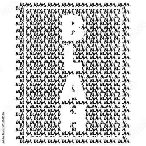 Blah blah blah graphic font letter vector design  black on white background
