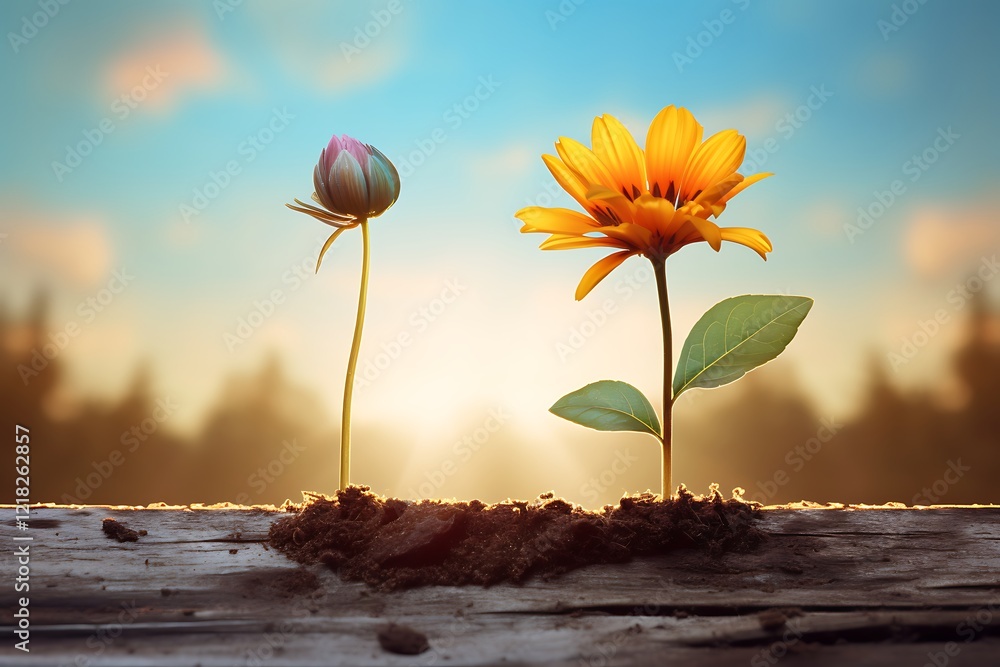 Fototapeta premium Flowers in the garden on blur background
