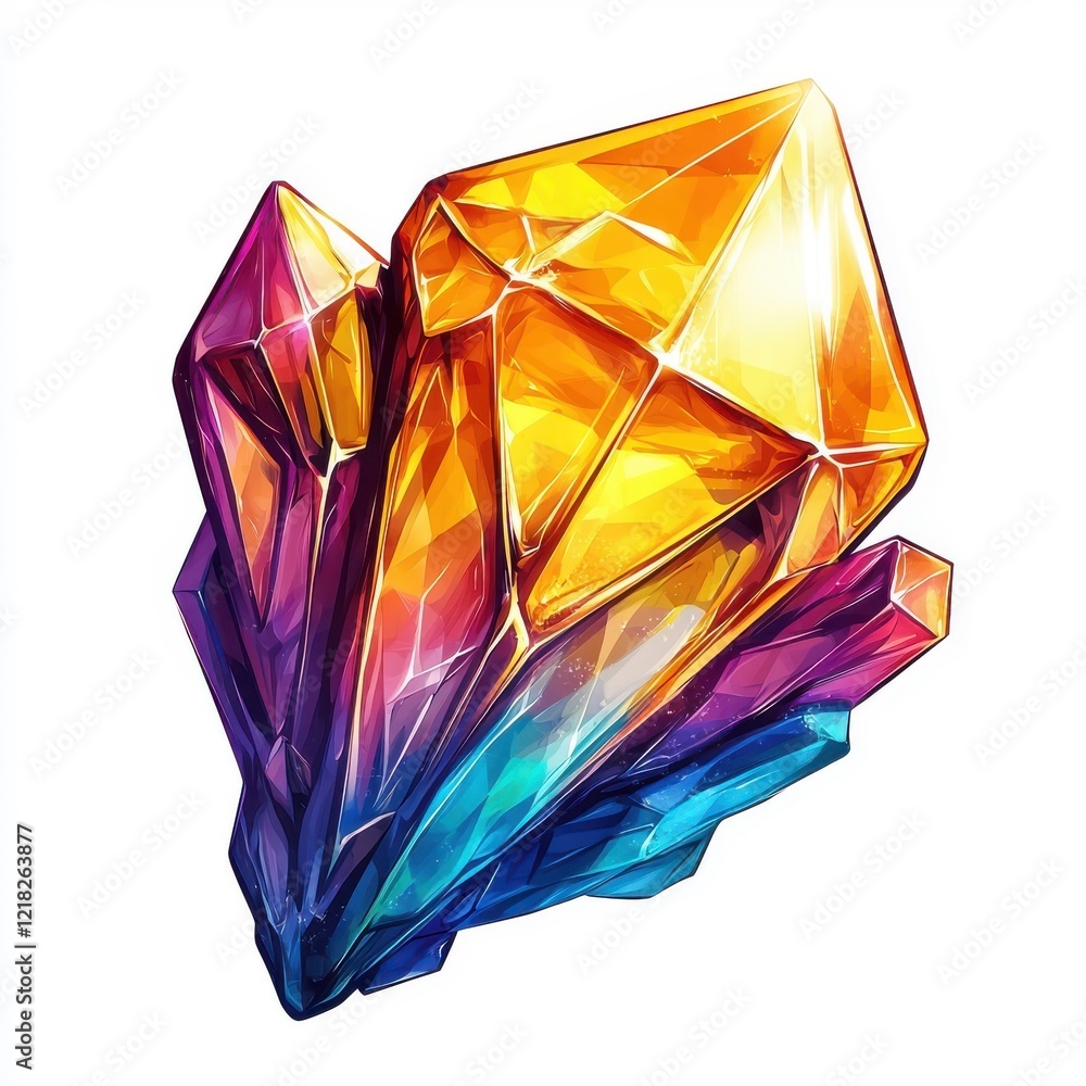 Abstract colorful style yellow sapphire, isolated on a white background. Abstract colorful style yellow sapphire, isolated on a white background.