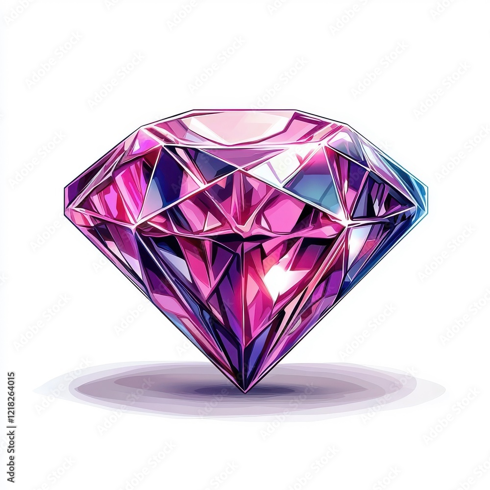 Low polygon style pink sapphire, isolated on a white background. Low polygon style pink sapphire, isolated on a white background.