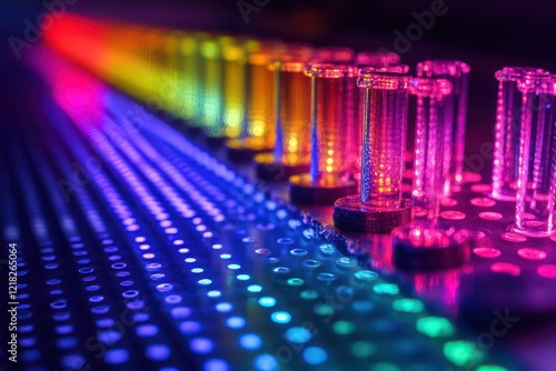 Quantum dots embedded in a material, creating a vivid, dynamic color display with controlled light emission photo