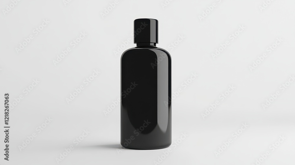 Elegant Black Bottle on White Background for Branding and Packaging Purposes in Beauty, Cosmetic, or Personal Care Projects Ideal for Stock Photography Usage Elegant Black Bottle on White Background for Branding and Packaging Purposes in Beauty, Cosmetic, or Personal Care Projects Ideal for Stock Photography Usage