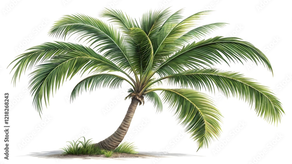Fototapeta premium Photorealistic Coconut Palm Tree with Lush Green Fronds V4