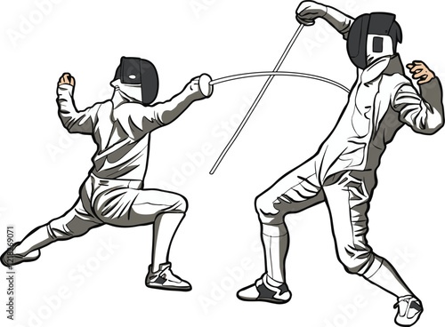 Two fencing sport duel  competition color 