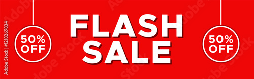 Flash sale 50 percent discount red sale banner template 