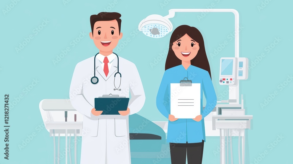 A friendly doctor and nurse stand together in a medical setting, showcasing teamwork and professionalism in healthcare as medical care. A friendly doctor and nurse stand together in a medical setting, showcasing teamwork and professionalism in healthcare as medical care.