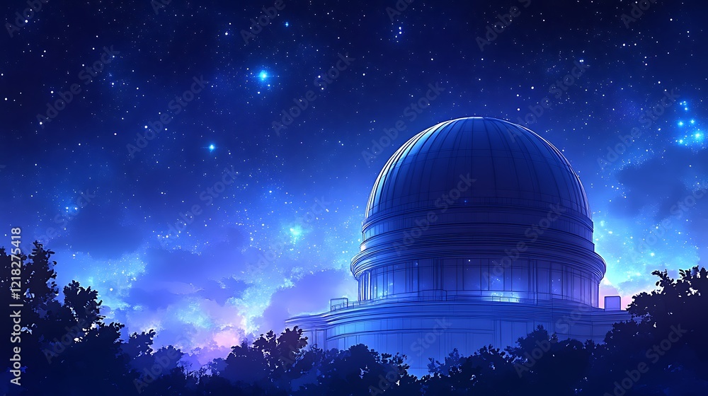 Obraz premium Observatory Dome Underneath a Starry Night Sky