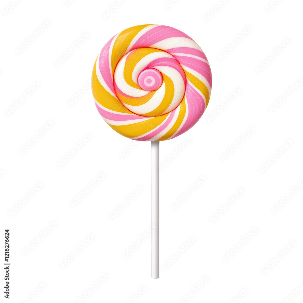 custom made wallpaper toronto digitalColorful swirled lollipop with pink, yellow, and white stripes on stick, evoking cheerful and sweet vibe