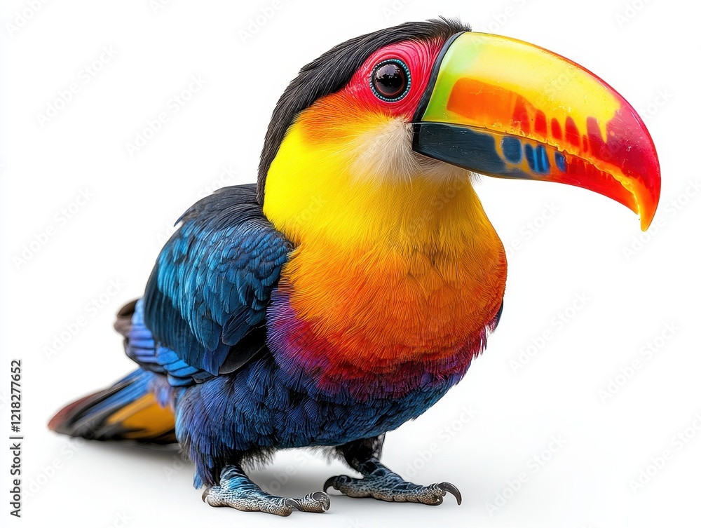 Fototapeta premium A colorful toucan with vibrant feathers and a large beak.