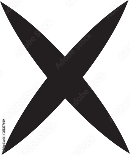 Cross sign icon in black flat style. Wrong mark symbol. NO button for checkbox voting. Disagree tick box symbol. Cross X sign. Cross brush vector illustration isolated on transparent background.