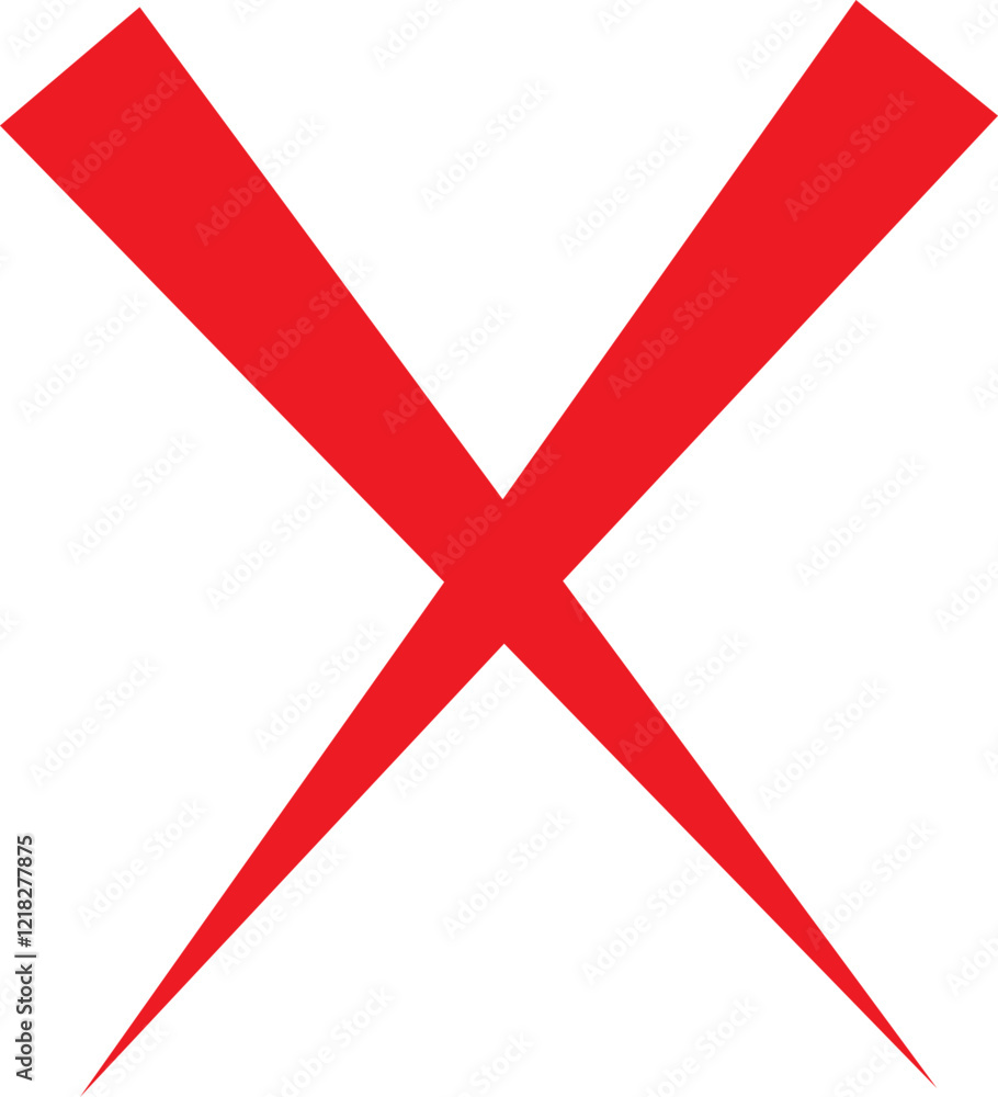 Cross sign icon in red flat style. Wrong mark symbol. NO button for checkbox voting. Disagree tick box symbol. Cross X sign. Cross brush vector illustration isolated on transparent background. Cross sign icon in red flat style. Wrong mark symbol. NO button for checkbox voting. Disagree tick box symbol. Cross X sign. Cross brush vector illustration isolated on transparent background.