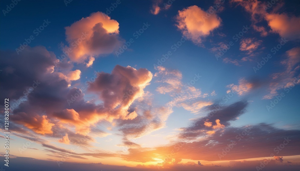 Beautiful sky and clouds autumn sunset background. Generated image