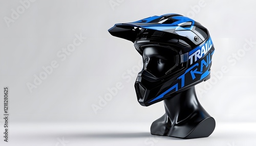 Black and Blue Trail Motorcycle Helmet Design photo