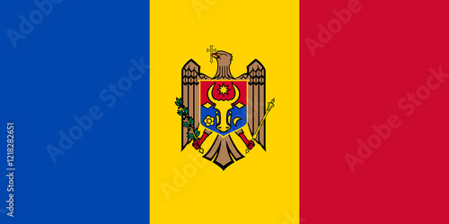 High detailed flag of Moldova. National Moldova flag. Europe. 3D illustration.