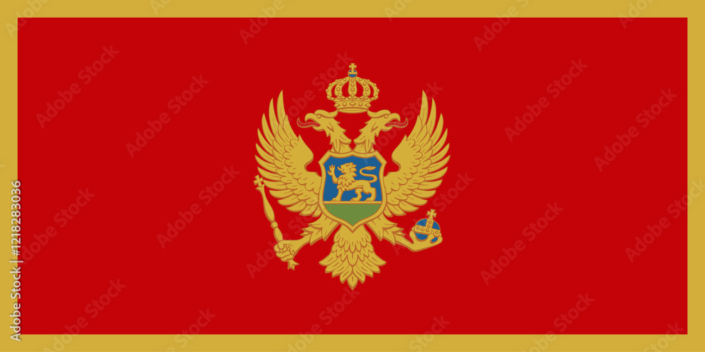 High detailed flag of Montenegro. National Montenegro flag. Europe. 3D illustration. High detailed flag of Montenegro. National Montenegro flag. Europe. 3D illustration.