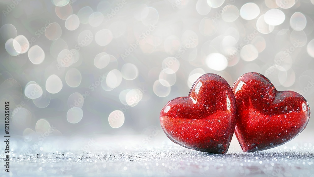 Fototapeta premium Valentine's Day greeting card with hearts and a blank space for your message. Background for valentine's day greeting card with romantic theme. Minimalistic background. Generate AI.