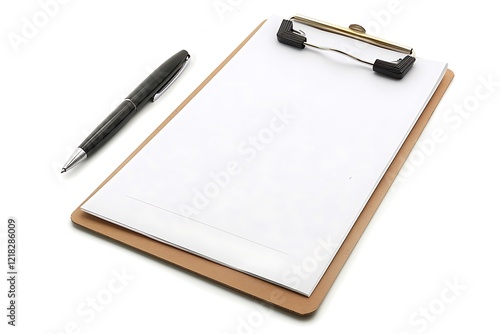 Wallpaper Mural Clipboard with white sheet and pen on white background Torontodigital.ca