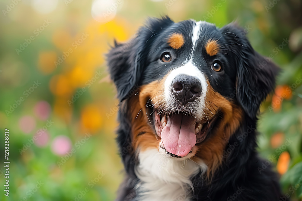 cute puppy photos, a bernese mountain dog puppy sits in a garden with a playful smile and a slightly tilted head cute puppy photos, a bernese mountain dog puppy sits in a garden with a playful smile and a slightly tilted head