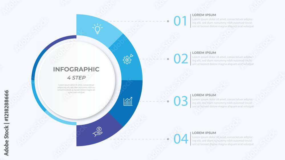 Vector infographic label design with circle infographic template design and 4-5-6 options or steps. Can be used for process diagram, presentations, workflow layout, banner, flow chart, info graph