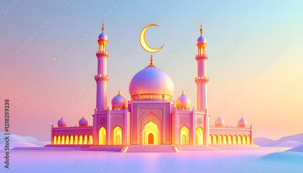 custom made wallpaper toronto digitalBeautiful Illuminated Mosque at Sunset Ramadan Islamic Art