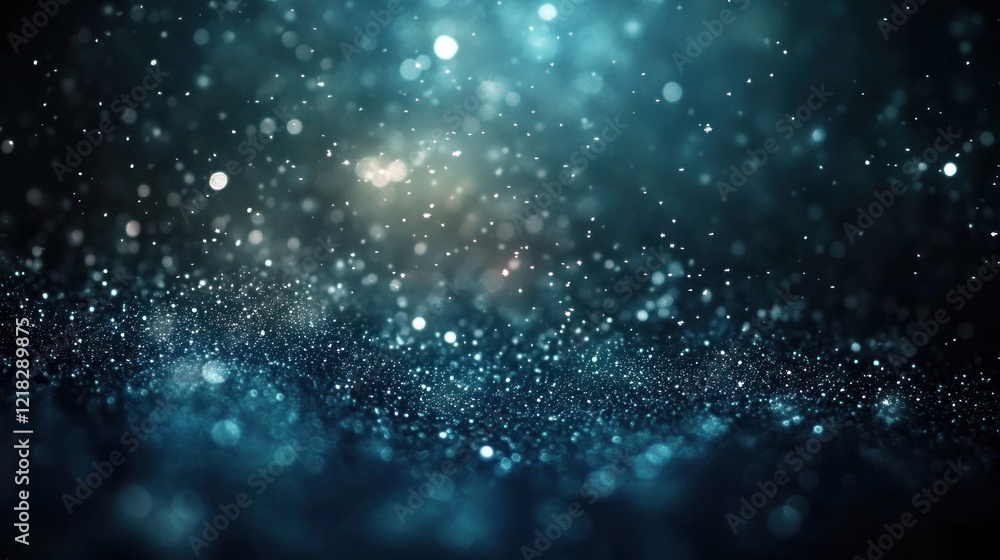 Fototapeta premium Abstract blue sparkle background with bokeh lights.