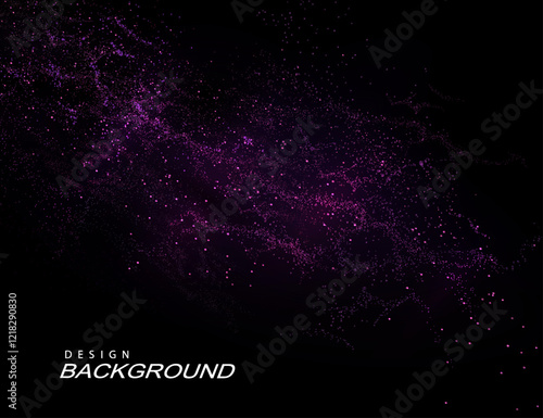 Isolated purple swirling mosaic on black background, abstract design component.