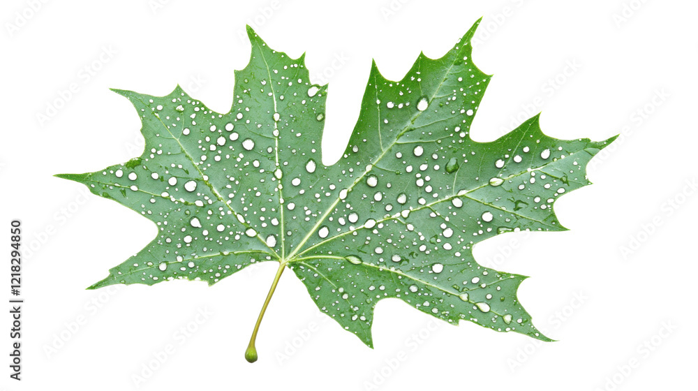 Maple leaf with drops on transparent background Maple leaf with drops on transparent background