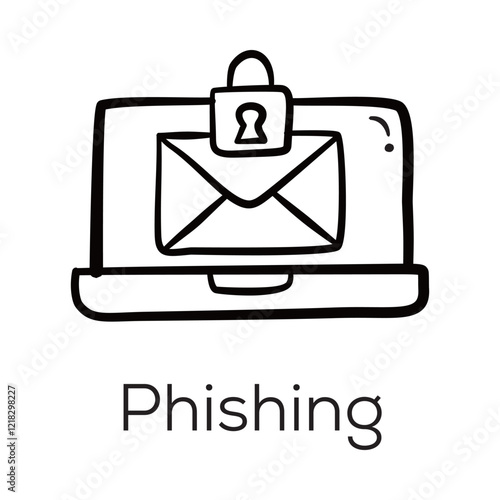 Phishing Icon – Envelope with Hook Representing Email Scams