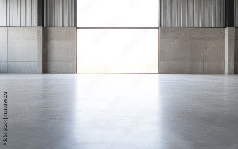 Large empty industrial space with bright natural light pouring in Large empty industrial space with bright natural light pouring in