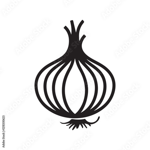 Silhouette vector art featuring an onion, minimalist vector illustration of an onion silhouette