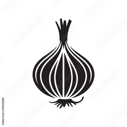 Silhouette vector art featuring an onion, minimalist vector illustration of an onion silhouette