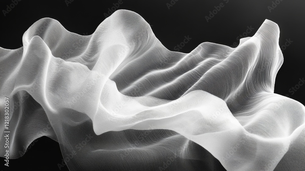 Fototapeta premium White Fabric Draped in Abstract Waves