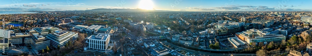 Fototapeta premium Aerial view of Ballsbridge with modern buildings, Dublin Ireland