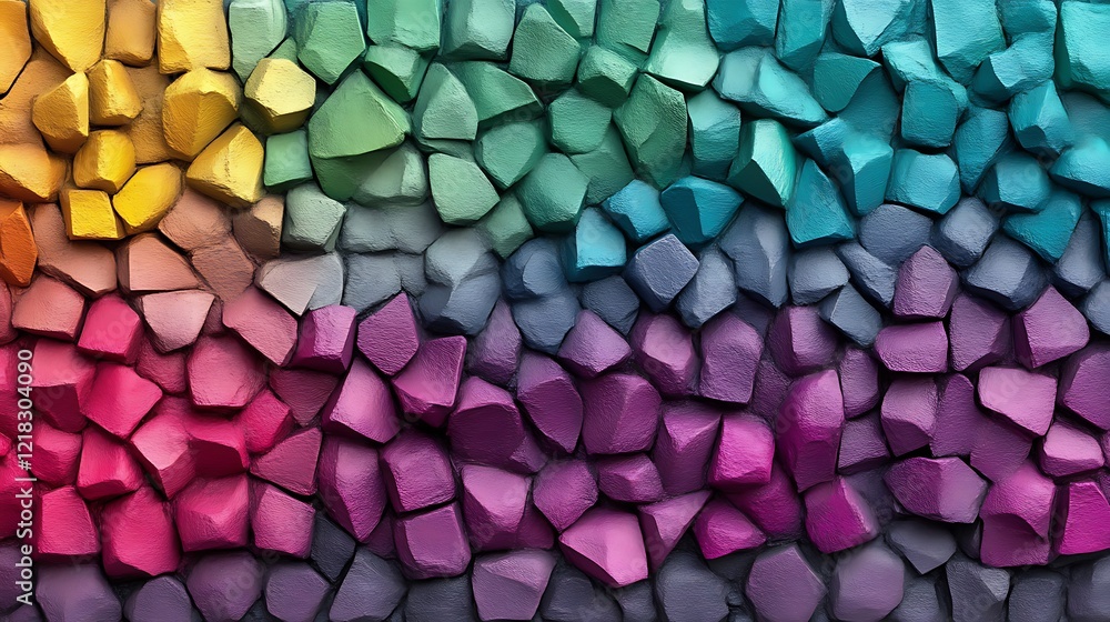 Colorful Irregular Shaped Stone Wall Texture Colorful Irregular Shaped Stone Wall Texture