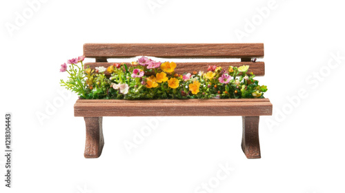 Bench with flowers on transparent background photo